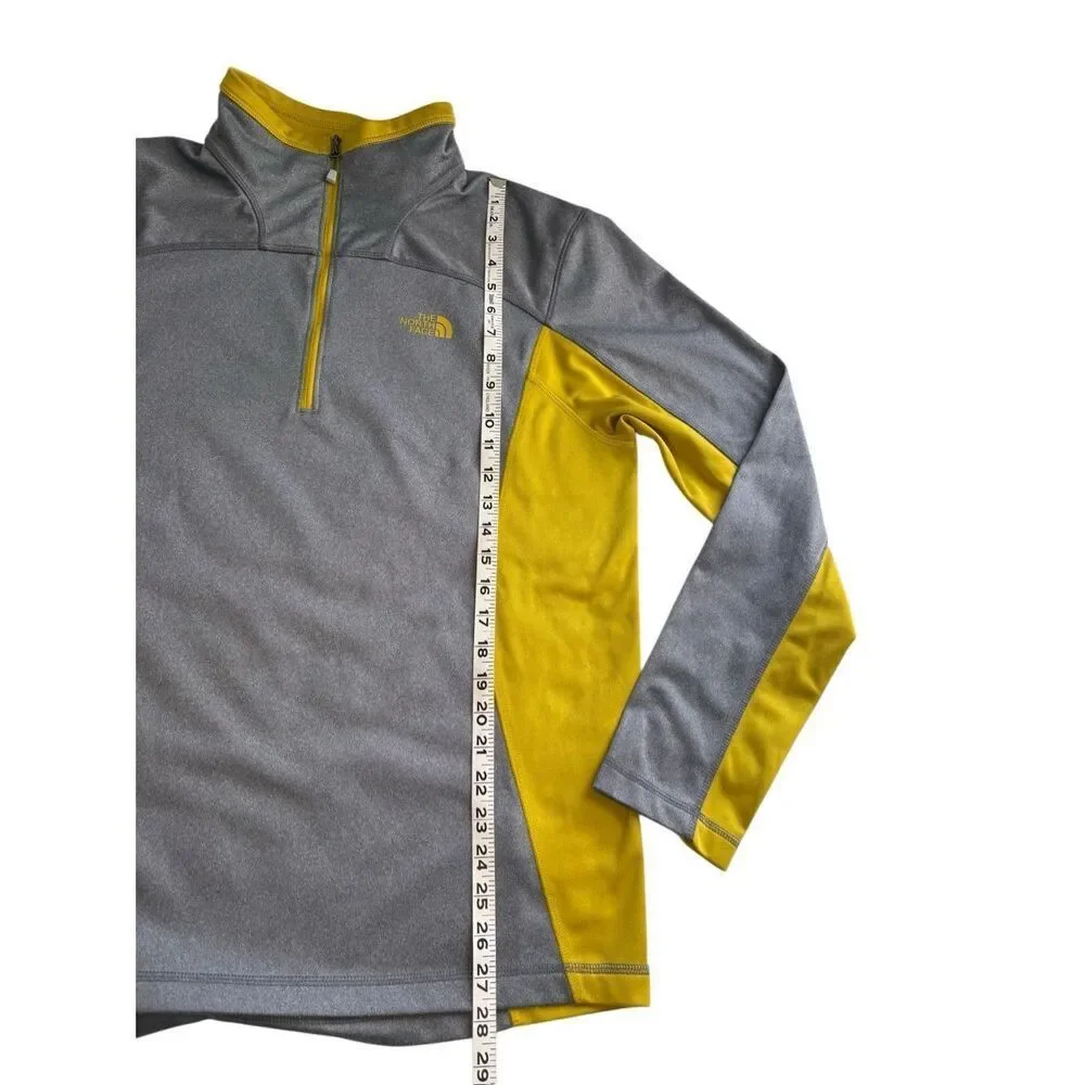 The North Face gray and chartreuse yellow 1/4 zip pullover - L